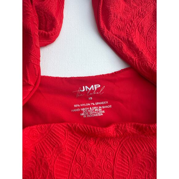 JMP The Label Santorini Red Textured Halter One-Piece Swimsuit XS NWT - Picture 2 of 7